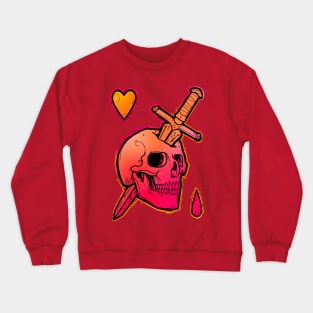 Pink and orange skull with dagger Crewneck Sweatshirt